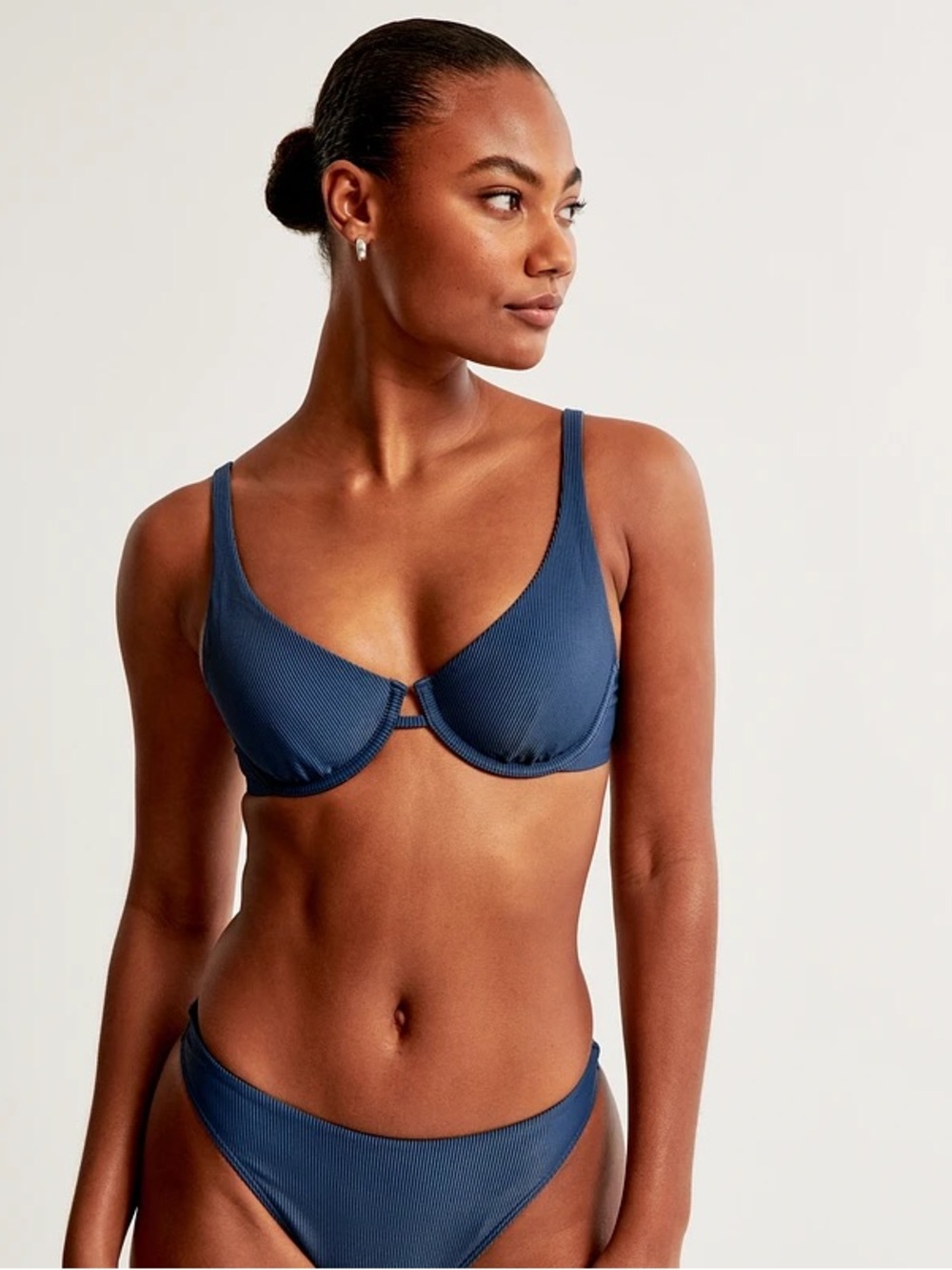 Abercrombie Underwire Ribbed Bikini Top - Navy